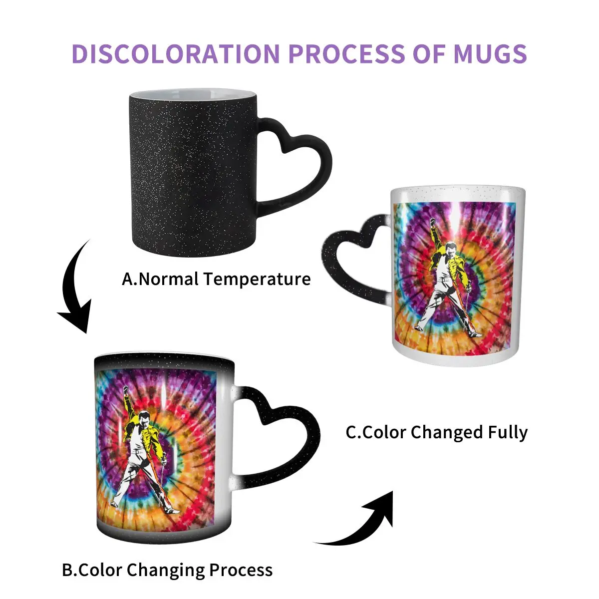 band Queen Coffee Mugs Funny Color Change Tea Cups Creative Drinkware Stars change color mugs duplex printing