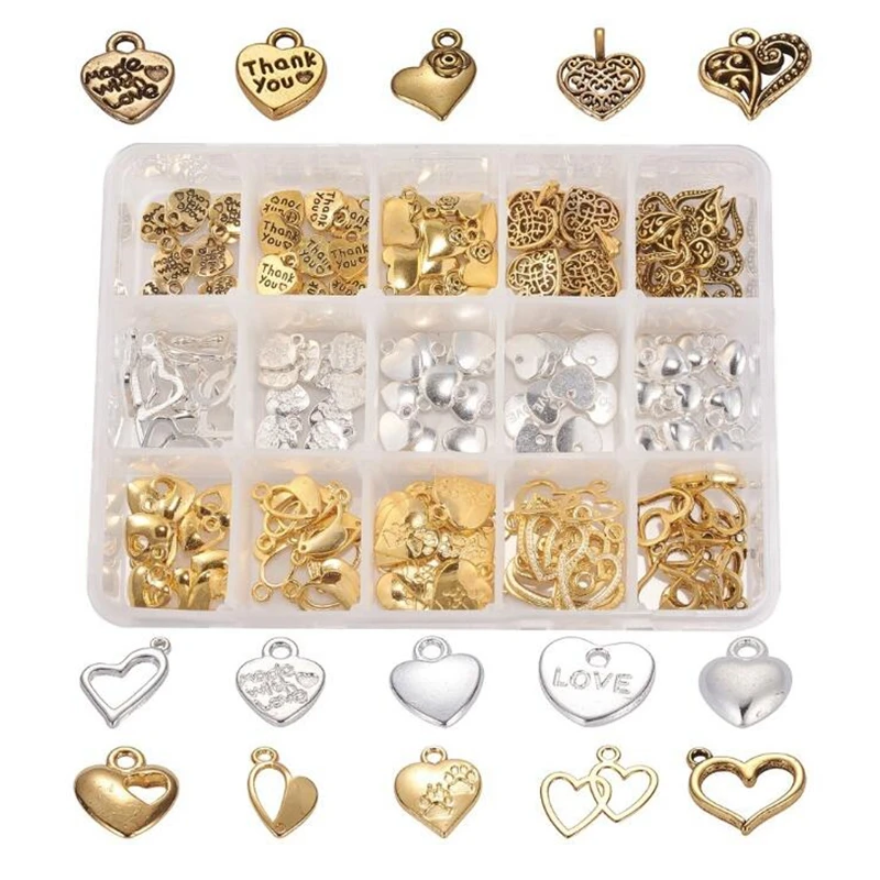

150 шт./кор. различные мини-подвески из сплава в форме сердца аксессуары для подвесок «сделай сам» модные ювелирные изделия материалы аксессу...