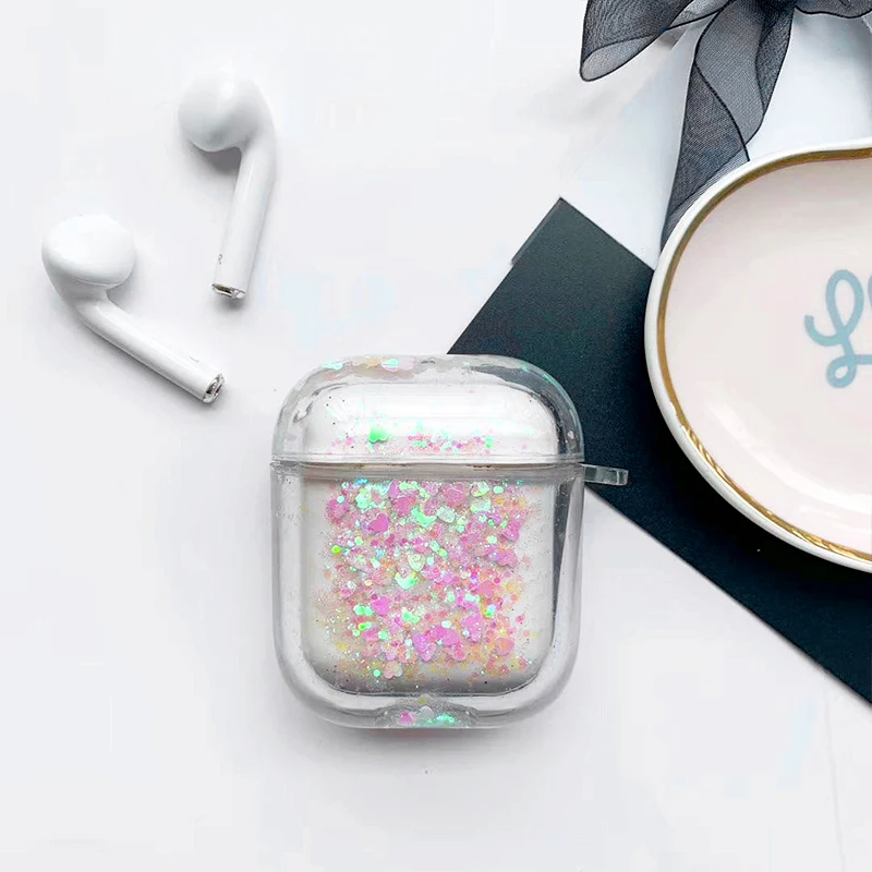 Bluetooth футляр для наушников Airpods Pro 3 чехол с крючком брелок Блестящий зыбучий песок