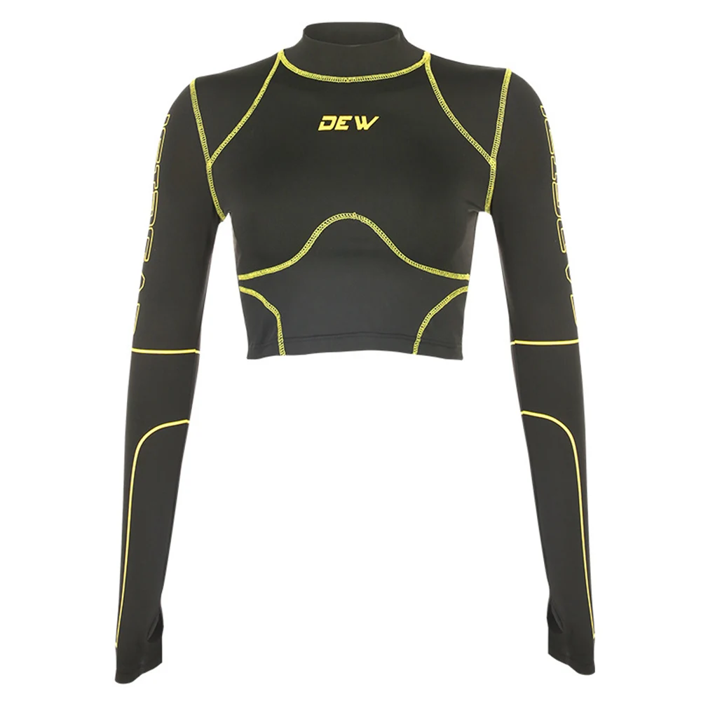 Спортивная футболка длинными рукавами для женщин Instagram Мода Европа Америка