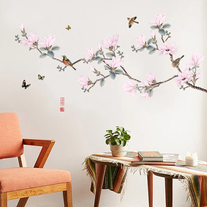 

Peach Blossom Wall Sticker Flower Vintage Poster Teenager Room Decor Girl Room Wall Decal Aesthetic