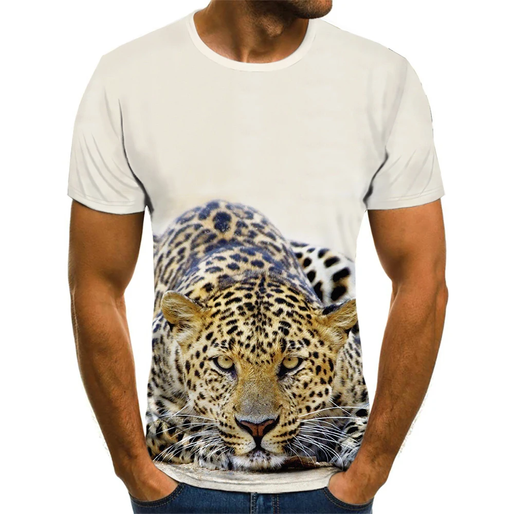 Новая универсальная мужская футболка с принтом животного модный топ коротким