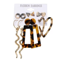 2022 cute women earrings jeweler gothic cellulose acetate sheet vintage snake element love heart stud earrings 6 pairs set