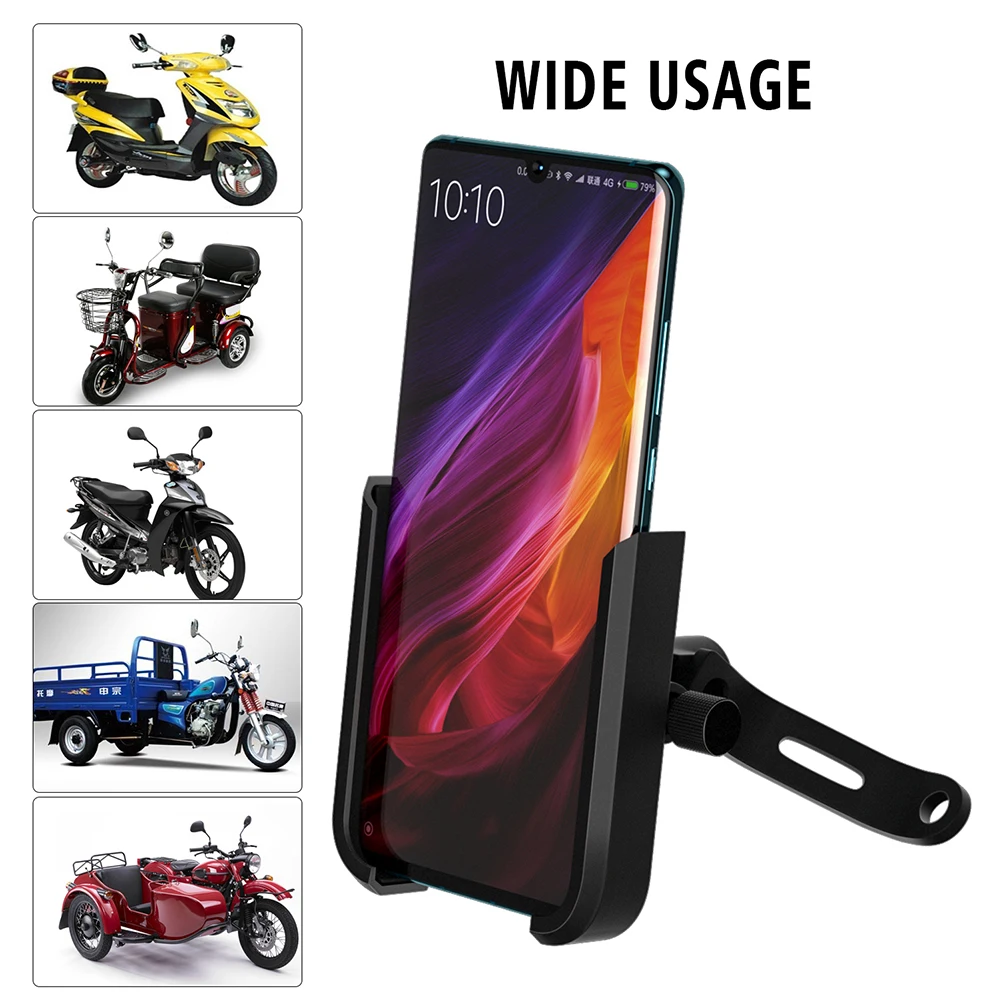 

Aluminum Bicycle Motorcycle Phone Holder Shockproof Fixed Navigation USB Charger Stand Adjustable Cell Phone Bracket