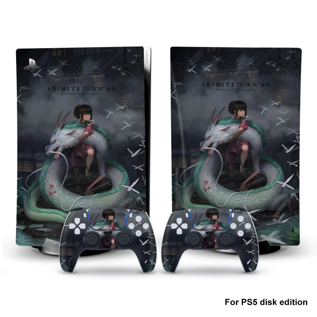 

Наклейка в стиле пс5 с изображением спирита для консоли Playstation 5 и 2 контроллеров, наклейка, стиль 1