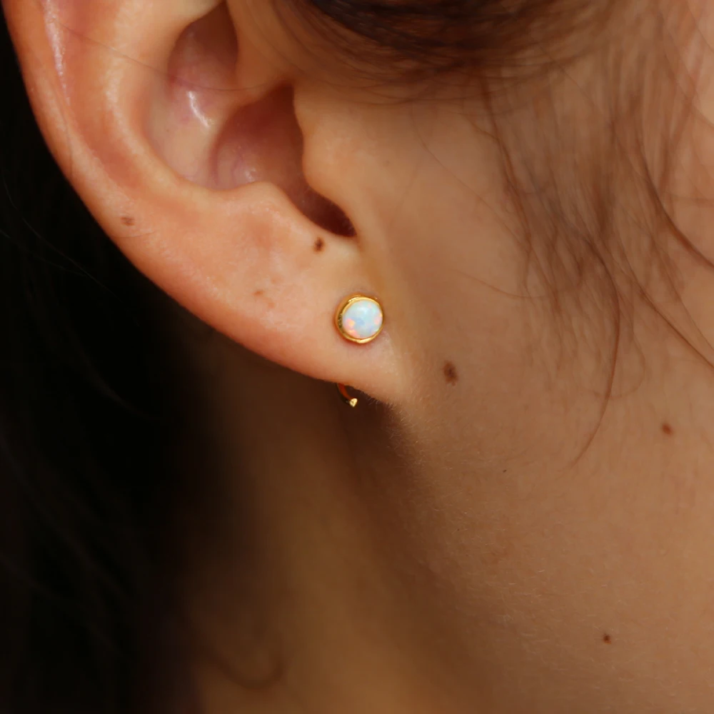 Простой Классический однокаменный ушной провод 4 мм огненный опал драгоценный