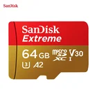 Оригинальный двойной флеш-накопитель SanDisk Extreme Micro SD карта A2 U3 V30 128 ГБ 256 512 г 1 ТБ карты флэш-памяти 64 Гб оперативной памяти, 32 Гб встроенной памяти TF карта microSDHCmicroSDXC 4K