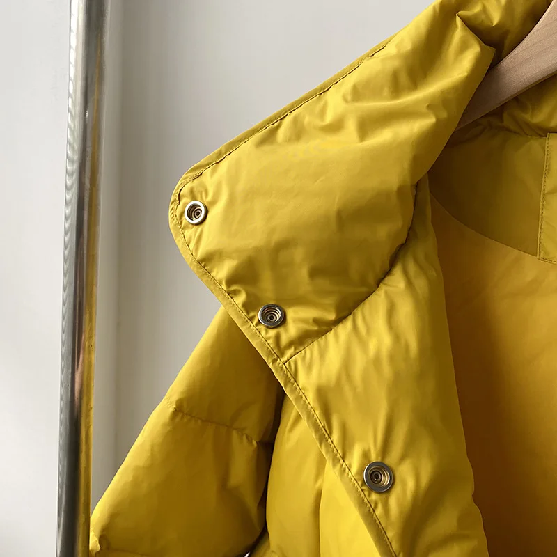 

Mooirue Winter Fashion Women Yellow 90% Down Jacket Long Sleebe Loose Long Thicken Coat Vintage Big Size Parka Feminina