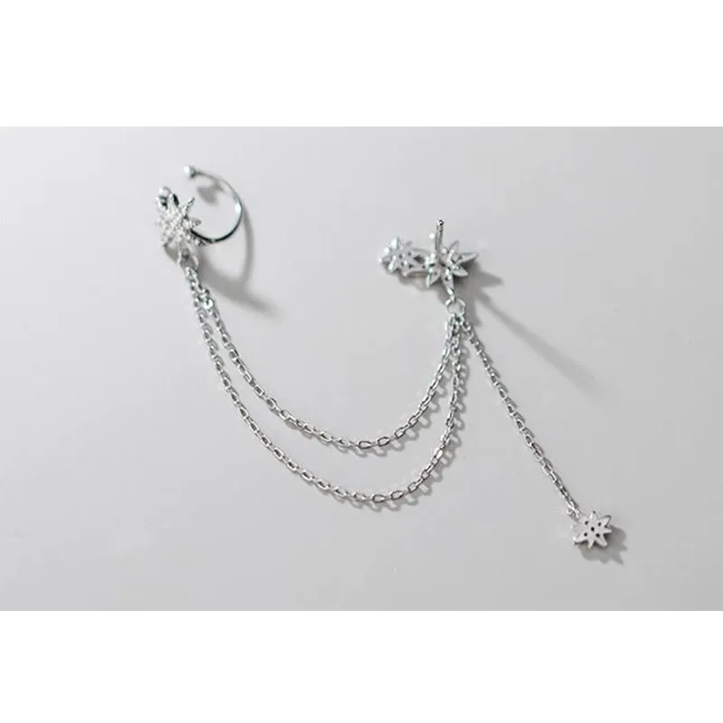 Женские астральные серьги гвоздики с фианитом из стерлингового серебра 925 пробы