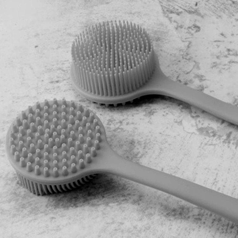 

Soft Silicone Back Scrubber Shower, Bath Body Brush With a Long Handle, Bpa-Free, Non-Slip, Gray