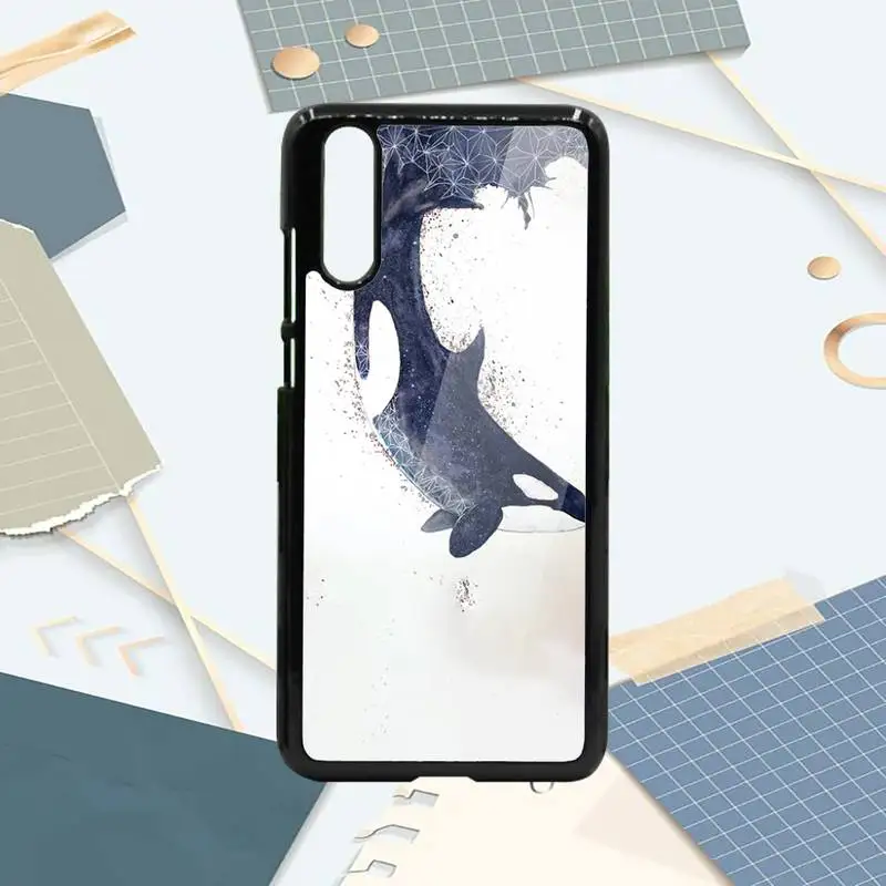 

Killer Whale Orca Watercolor animal Phone Case PC For Samsung galaxy S note 8 9 20 10 e lite2019 plus pro ultra