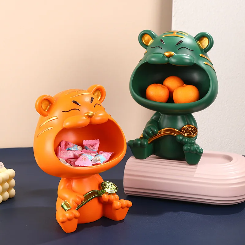 

Lucky Tiger Decor Resin Storage Ornament Figurines Animal Sculpture New Year's Zodiac Desktop Porch Home Ornaments Holiday Gift