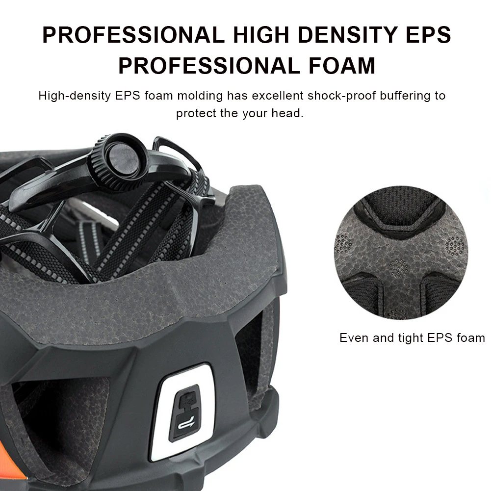 

Bicycle Helmet with LED Tail Light Detachable Anti-Glare Goggles Breathable Washable Lining MTB Ventilated Cycling Helmet