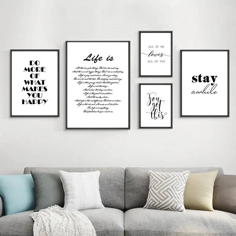 

Canvas Poster Quote Minimalist Decor Be You Tiful Nordic Wall Art Paintings Black and White Phrase Pictures for Home Design
