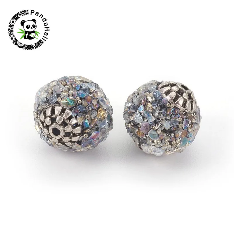 

pandahall 5 pcs Handmade Indonesia Round Glass Beads for Jewelry Necklace Making with Metal Findings 15~15.5x14~15mm Hole: 1.4mm