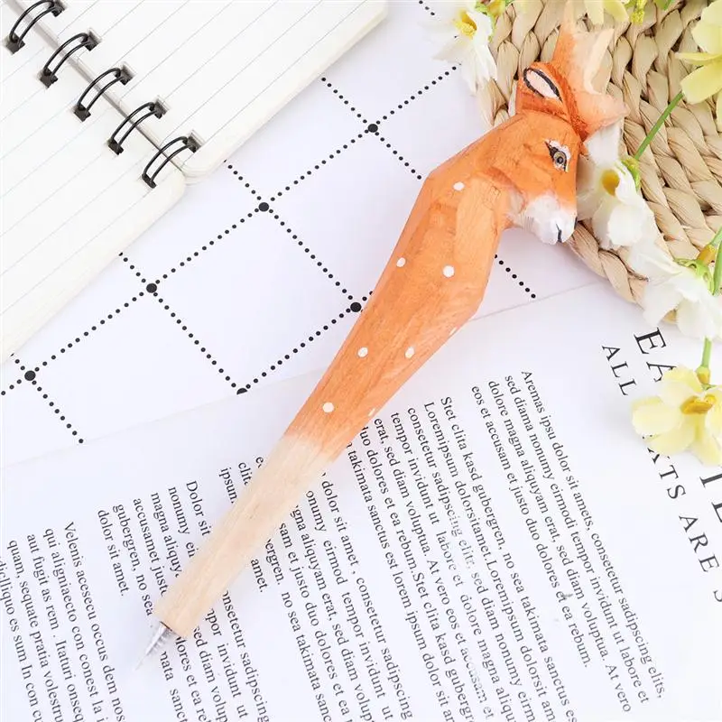 

Cartoon Sika Deer Shaped Carving Pen Handamde Ink Pen Birthday Gifts School Stationery for Little Boys Girls
