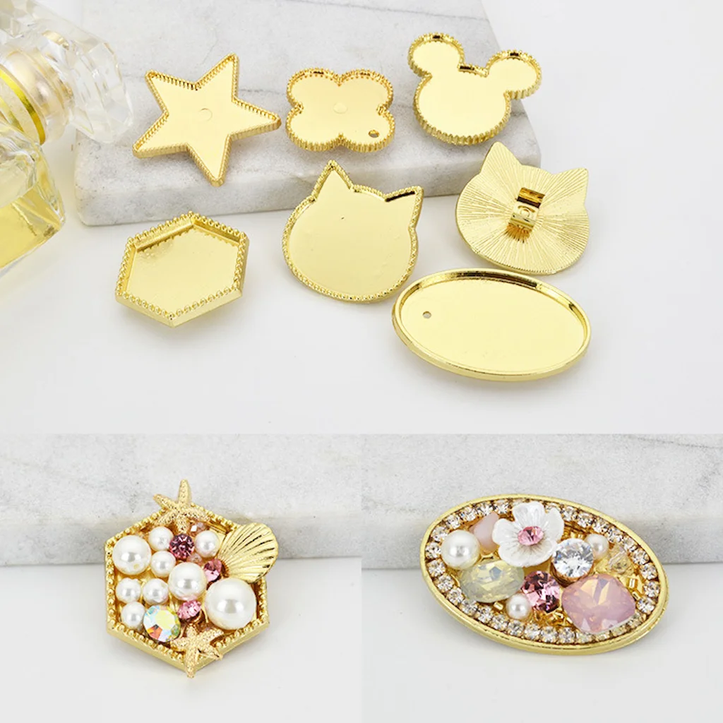 

10pcs The hairpin base is equipped with five-star Mickey base elastic rope support DIY jewelry making accessories