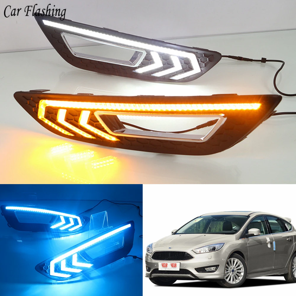 2 шт. автомобильные светодиодсветодиодный дневные ходовые огни для Ford Focus 3 mk3 2015