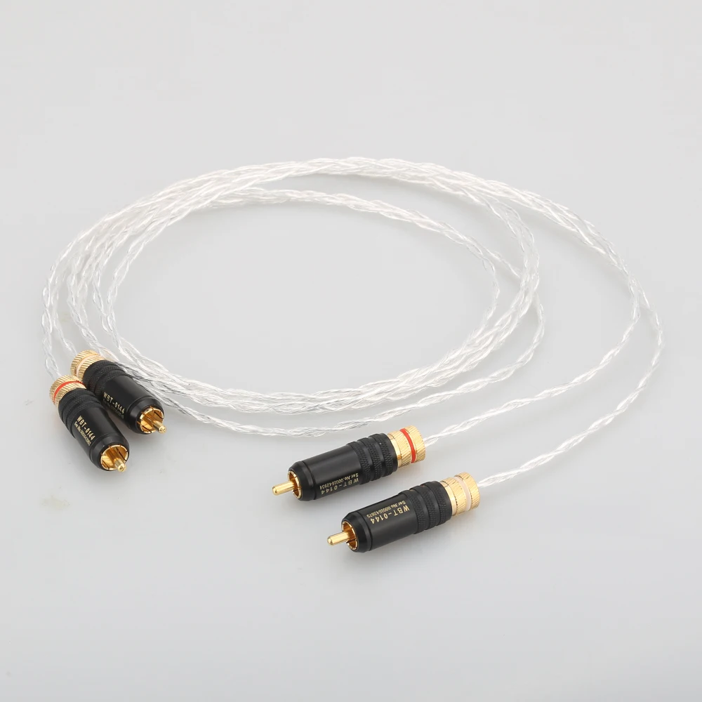 Пара посеребренных кабелей RCA OCC стерео Hi Fi аудио аналоговый провод на