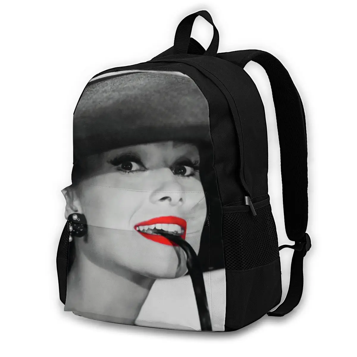 

Audrey Hepburn Backpacks Polyester Camping Unisex Backpack Durable Charm Bags
