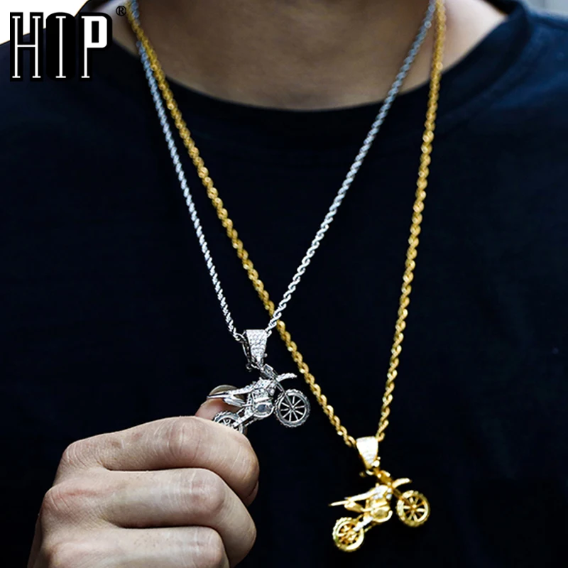 Хип хоп Полный AAA Iced Out Bling CZ кубический циркон медь крутые мотоциклетные подвески