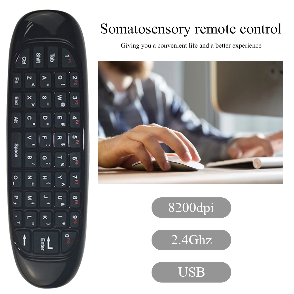 

Air Mouse C120 2.4GHz Wireless Voice Remote Control Optical 8200dpi With Backlit Built-in Gyroscope for Android TV Box Laptop PC