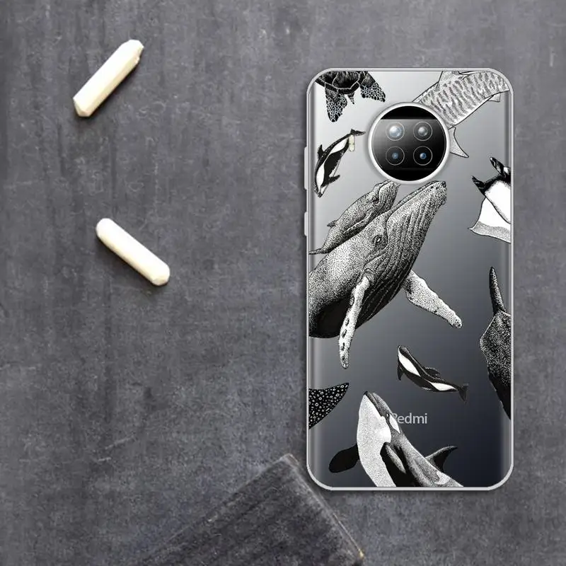 

Cartoon animal shark Phone Case Transparent for Xiaomi Redmi note 10 t 8 9 pro lite 11