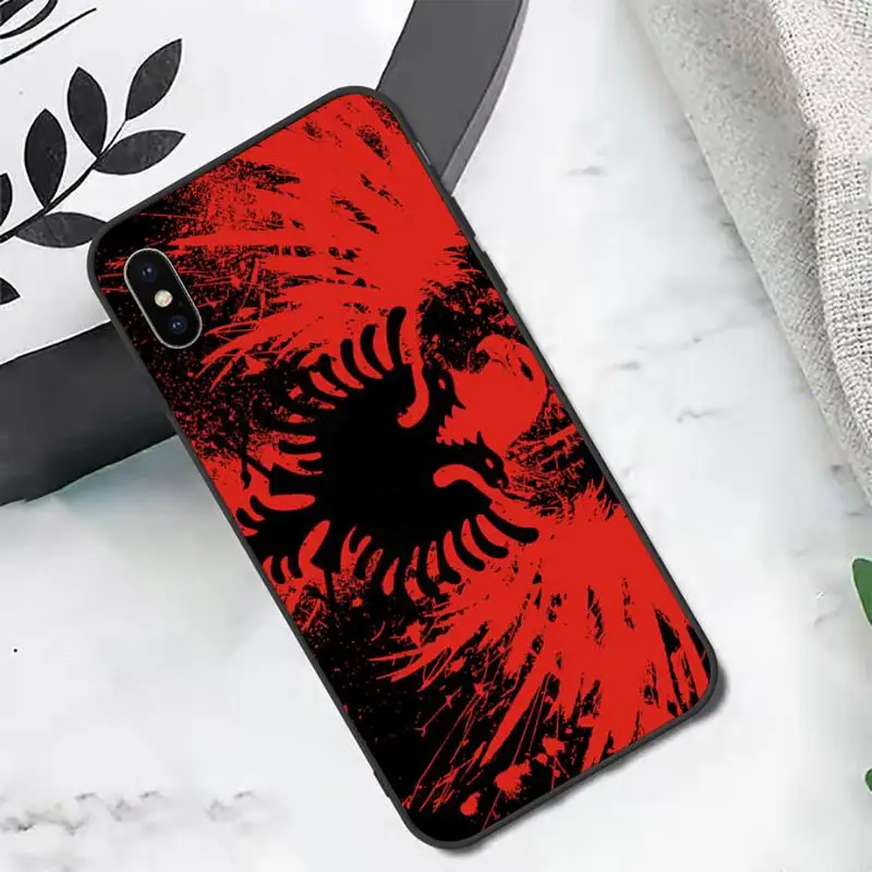 

Albania flag Two head eagle red black Phone Case for iPhone 11 12 pro XS MAX 8 7 6 6S Plus X 5S SE 2020 XR mini