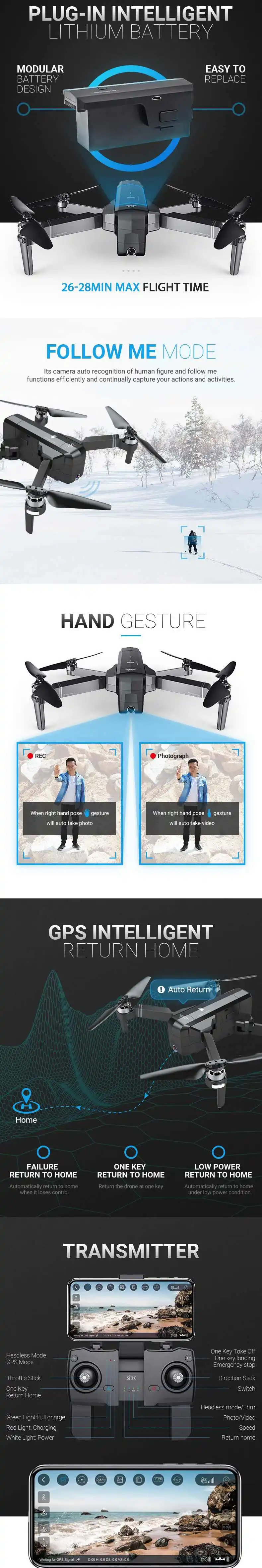 SJRC F11/F11 PRO gps 5G Wifi FPV с 2K широкоугольной камерой 28 минут время полета бесщеточный складной Радиоуправляемый Дрон Квадрокоптер RTF Дрон