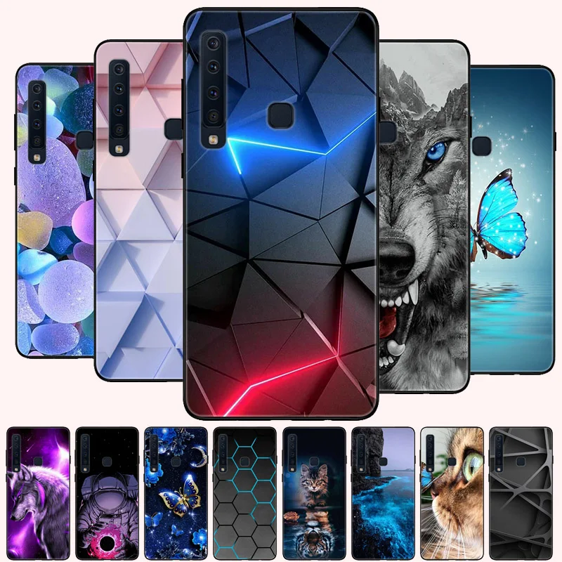 

For Samsung A9 2018 Case Silicone Cover Black Cute Cartoon Case For Samsung Galaxy A9 A7 2018 A 9 A920 Coque Funda Phone Case