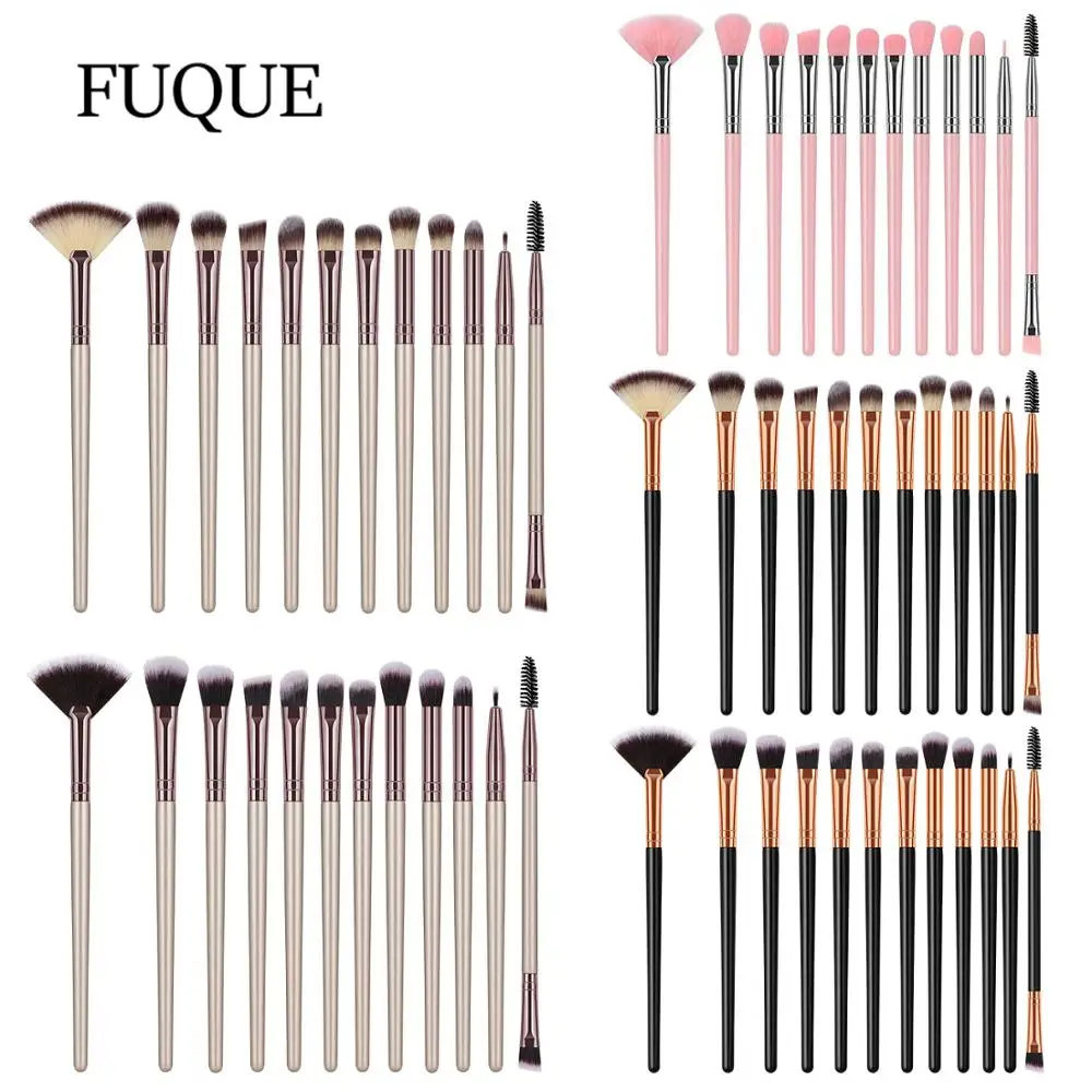 

FUQUE 12PCS Eye Brushes Set Eye Shadow Blending Eyeliner Eyelash Eyebrow Fan Brushes For Makeup Cosmetic Brushes Kit