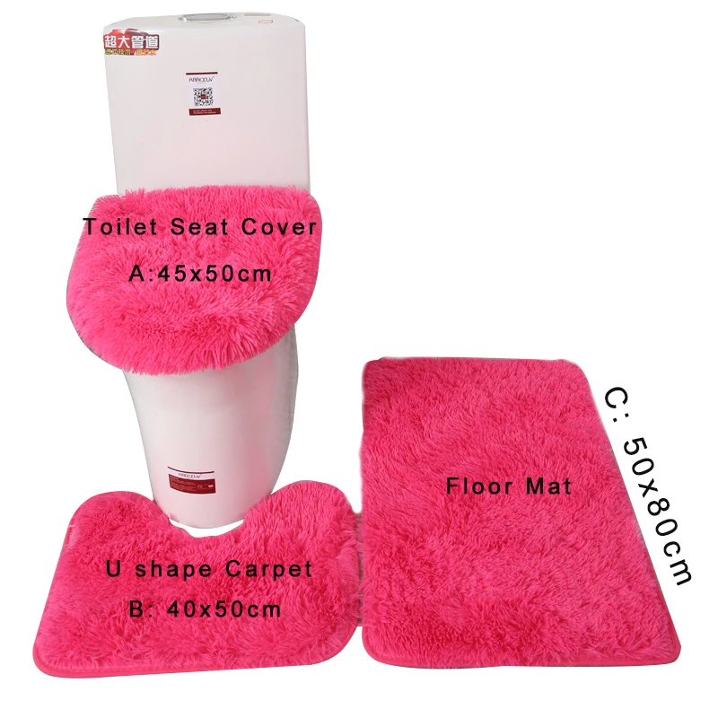 3pcs plush bathroom bath mat non slip bath carpets rectangle u shape bathroom toilet rugs toilet lid cover wc accessories free global shipping