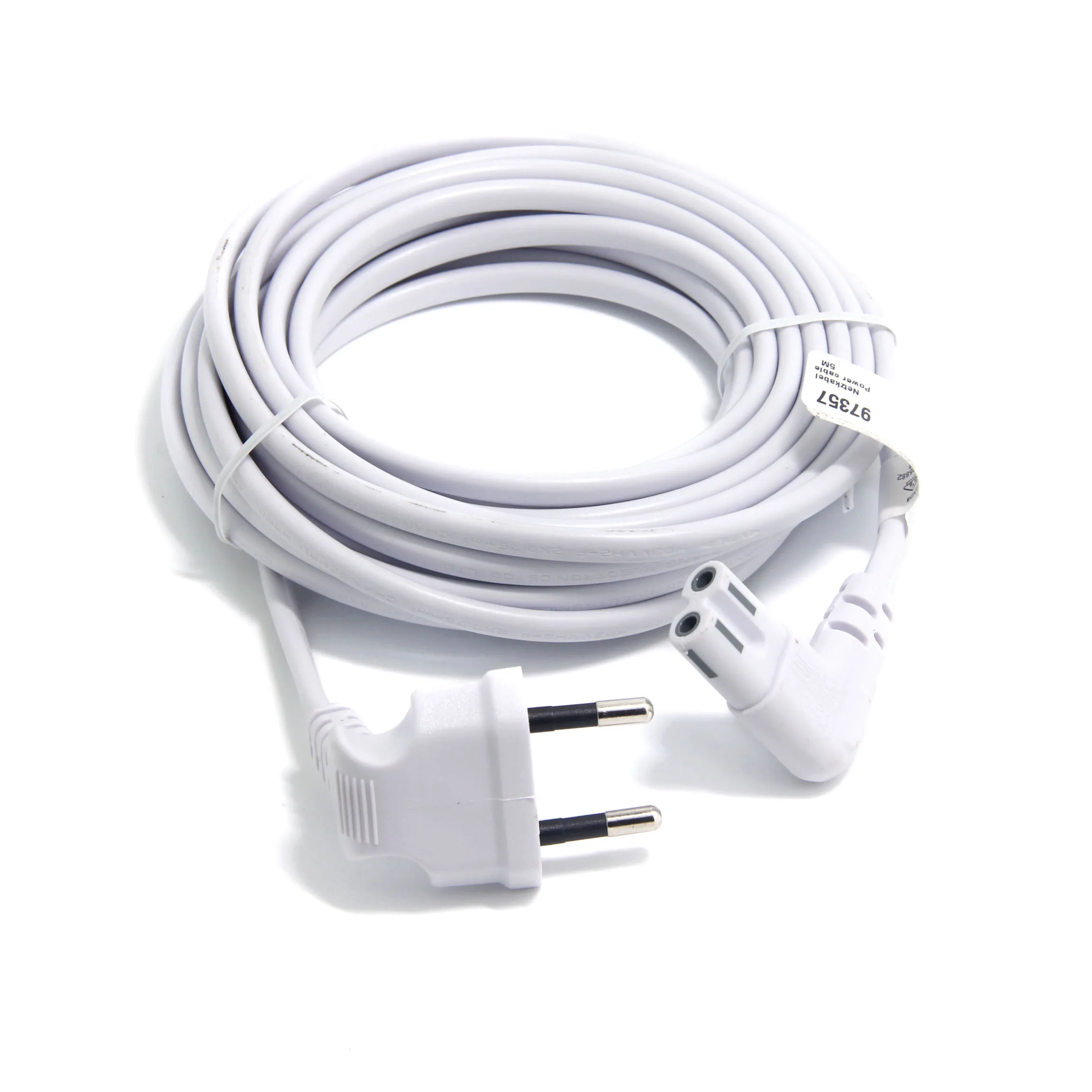 

5m White AC power cord EU Euro type angled 90 degree for samsung LED Smart TVs IEC C7 Figure 8 lead, PS3 PS4 Power Cables