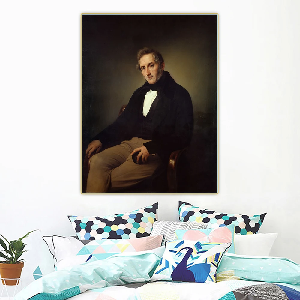 Портрет Алессандро Манцони, холст, масляная живопись, произведение искусства, картина, фон, украшение для дома.