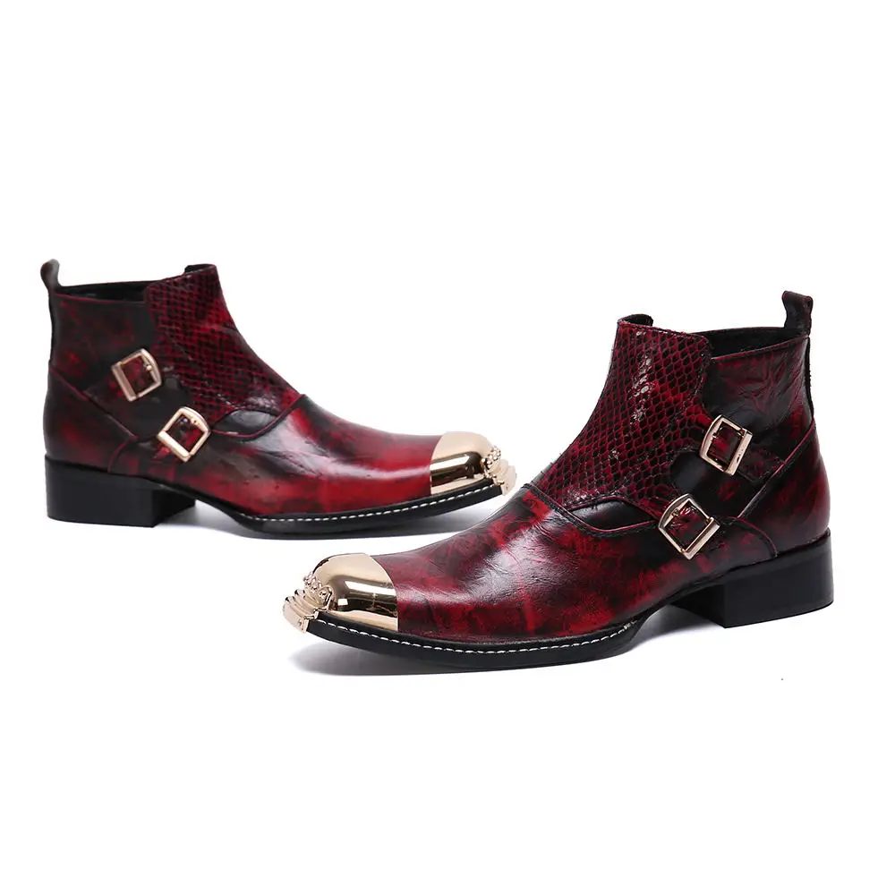 Мужские ботинки челси Bota masculina с ремешком и красной пряжкой Мужская Рабочая обувь
