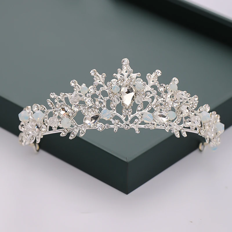 Корона принцессы невесты золотые украшения для волос Розовый кристалл свадебный