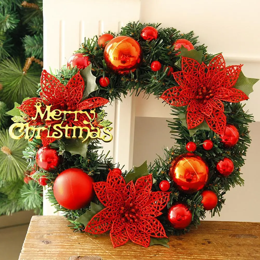 

30cm Garland Arrangement Christmas Ornament Elegant Red Christmas Wreath Front Door Wreaths Party Hanging Garland