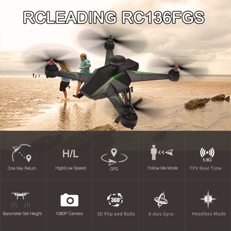 Профессиональный RC136 бесщеточный двойной gps Радиоуправляемый квадрокоптер 1200 м авто слежение за мной wifi FPV/5,8G FPV RC гоночный Дрон с 1080P HD камерой