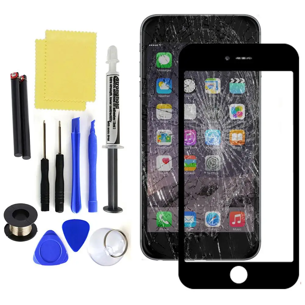 Запасной внешний стеклянный экран LOCA Glue Kit для iPhone 6 6S 7 8 Plus Комплект переднего