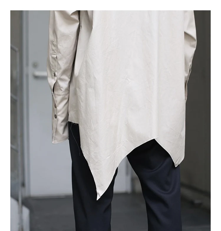 Черная свободная Асимметричная Большая рубашка с двойным воротником Мужская