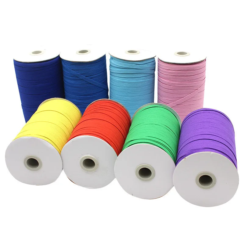 Bandas El&aacute;sticas blancas y negras de colores, cuerda de goma, cinta de licra, costura de encaje, cinta de cintura, accesorio de ropa, 100y, 6mm-0
