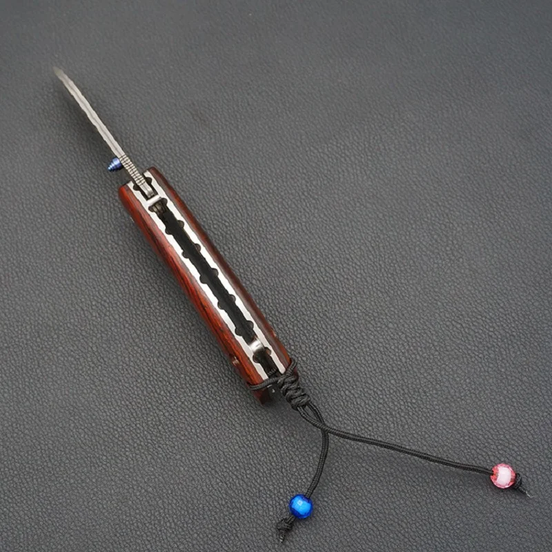 Новый складной нож дамасская рукоятка из сандалового дерева походные ножи для