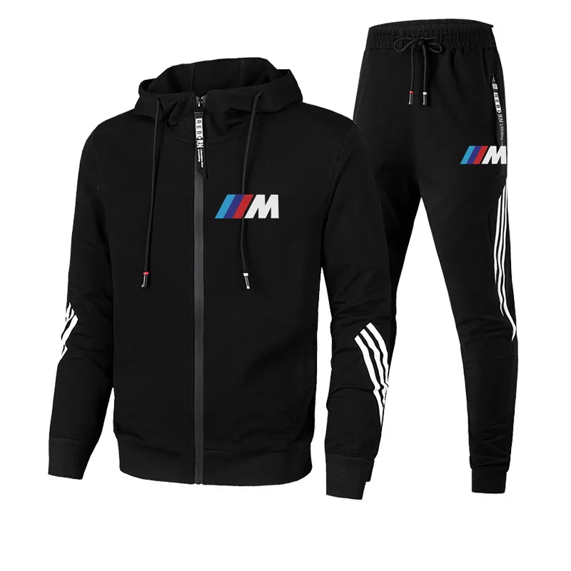 

2021 Sports Brand New Suit Men's Stitching Fashion Casual Track Suit Polyester Fabric Zipper Cardigan Sportswear & Sports Pants