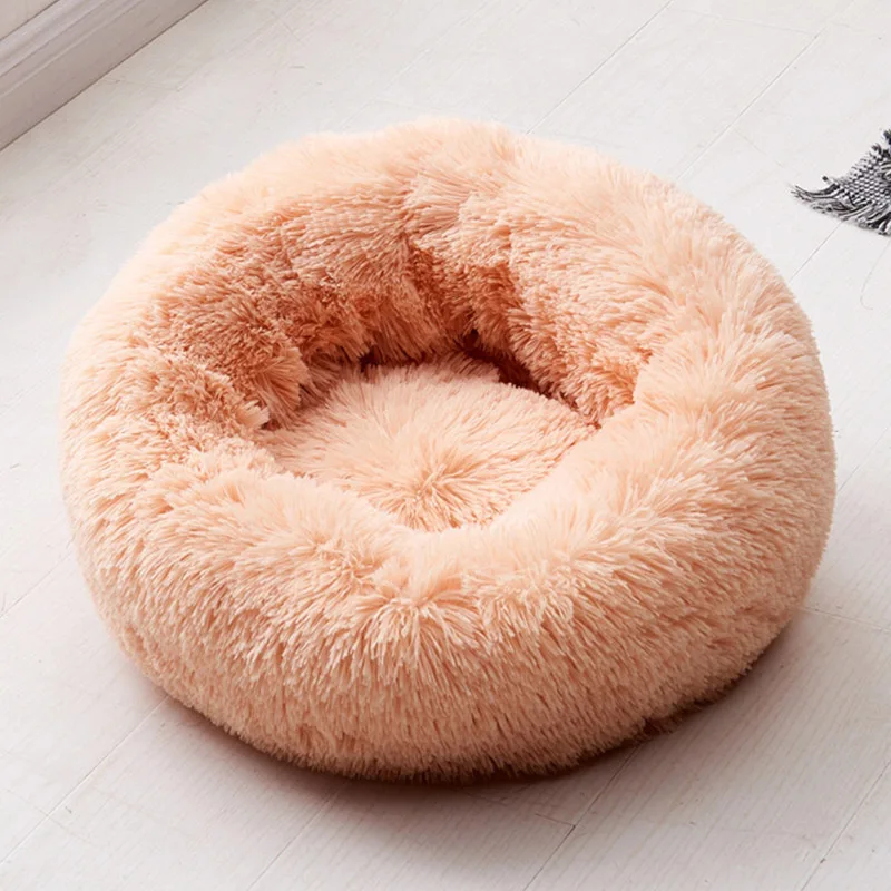 Beige yellow Зимние теплые домашние кровати для собак, Лежанка для котиков, коврики для собак, длинные плюшевые супер питомники для маленьких собак, спальный дом - Цвет: Beige yellow