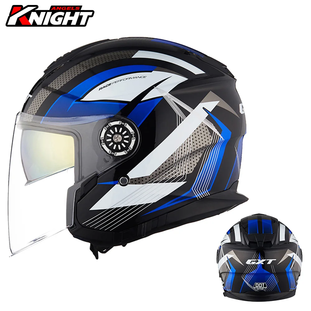 

Мотоциклетный шлем GXT с двойными линзами, винтажный шлем с открытым лицом 3/4 градусов, сертификация DOT, мотоциклетный шлем для мотокросса