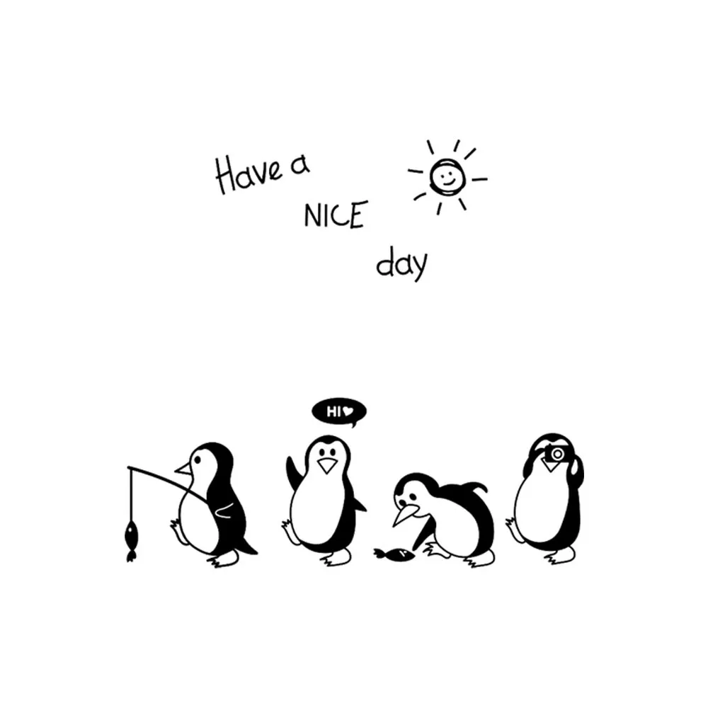 

Havea Nice Day Cute Penguin Sticker Fridge Kitchen Fridge Wall Stickers Art Room Decoration Accessories Pegatinas De Pared