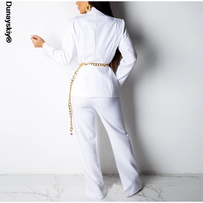 

Solid Sexy Women's Suit Set Woman 2 Pieces Bandage Loose Shirts And Straight-leg Pants Female Sets 2021 Fashion Lady Suits