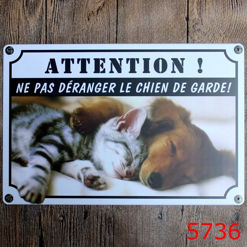 

ATTENTION DOG CAT Tin Sign Metal Plate Iron Painting Kids Room Wall Bar Home Art Craft Decor 30X30CM