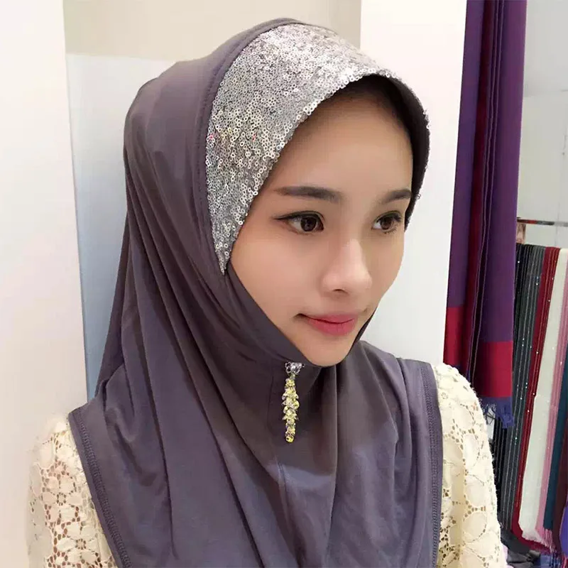 2019 Новый мусульманский головной платок с вышивкой блестками удобный костюм
