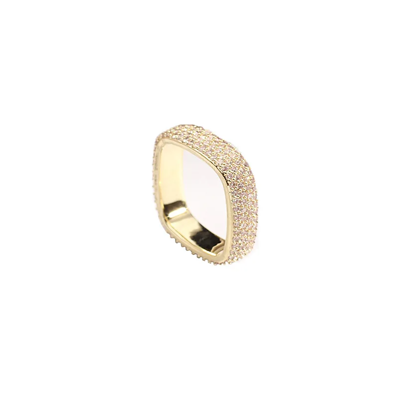 

2021 New Japanese and Korean Personality Small Square Ring Niche Index Finger Ring Cold Wind Ring Geometric Zircon Ring Female